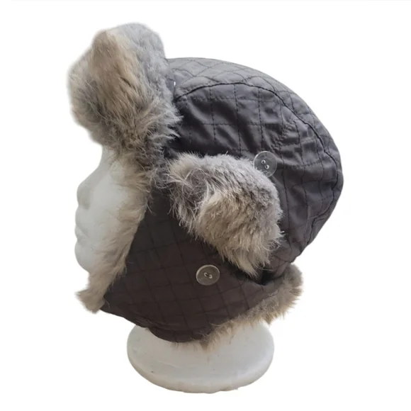 Unisex Green Trapper Hat Faux Fur Buckle Closure - Picture 2 of 5